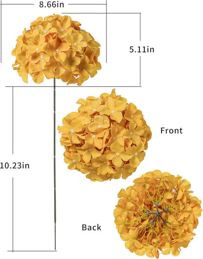8.7" Silk Hydrangea Flower Heads with Stems, Lilac, Pack of 6