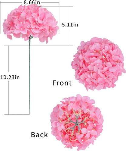 8.7" Silk Hydrangea Flower Heads with Stems, Lilac, Pack of 6