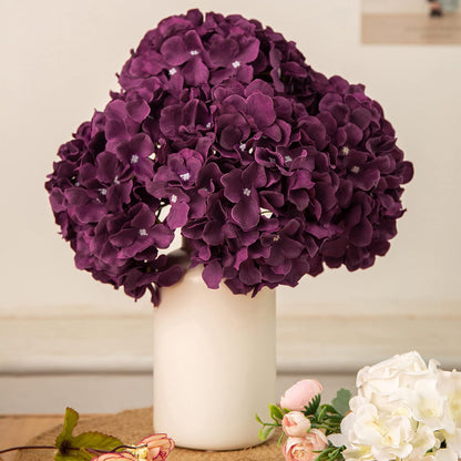 8.7" Silk Hydrangea Flower Heads with Stems, Lilac, Pack of 6