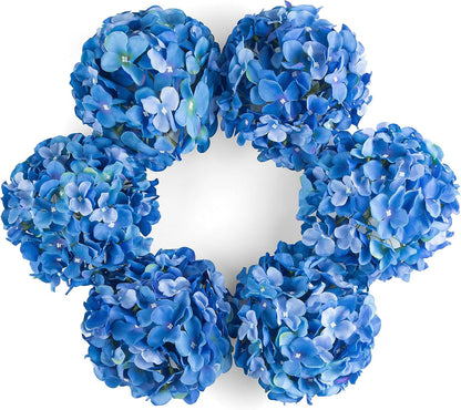 8.7" Silk Hydrangea Flower Heads with Stems, Lilac, Pack of 6