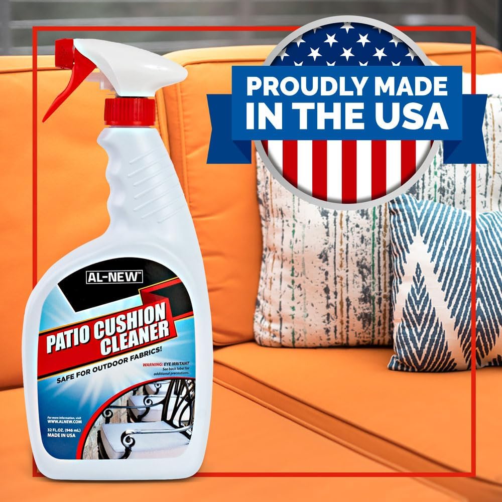 Patio Cushion Cleaner | Safe For Use On Outdoor Fabrics Such As Patio Cushions, Awnings, Furniture Covers, and more (32 Ounce)