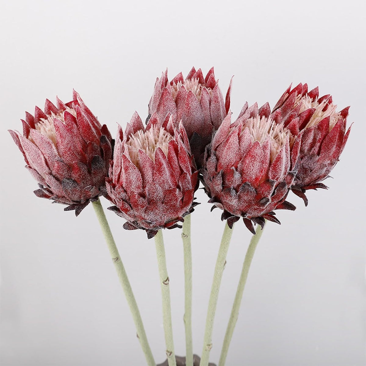 5PCS Artificial King Protea Flowers Real Touch Protea Flower Arrangements Fake King Flowers Stems for Home Garden Wedding Party Decoration