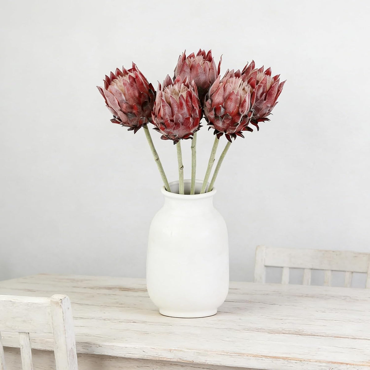 5PCS Artificial King Protea Flowers Real Touch Protea Flower Arrangements Fake King Flowers Stems for Home Garden Wedding Party Decoration