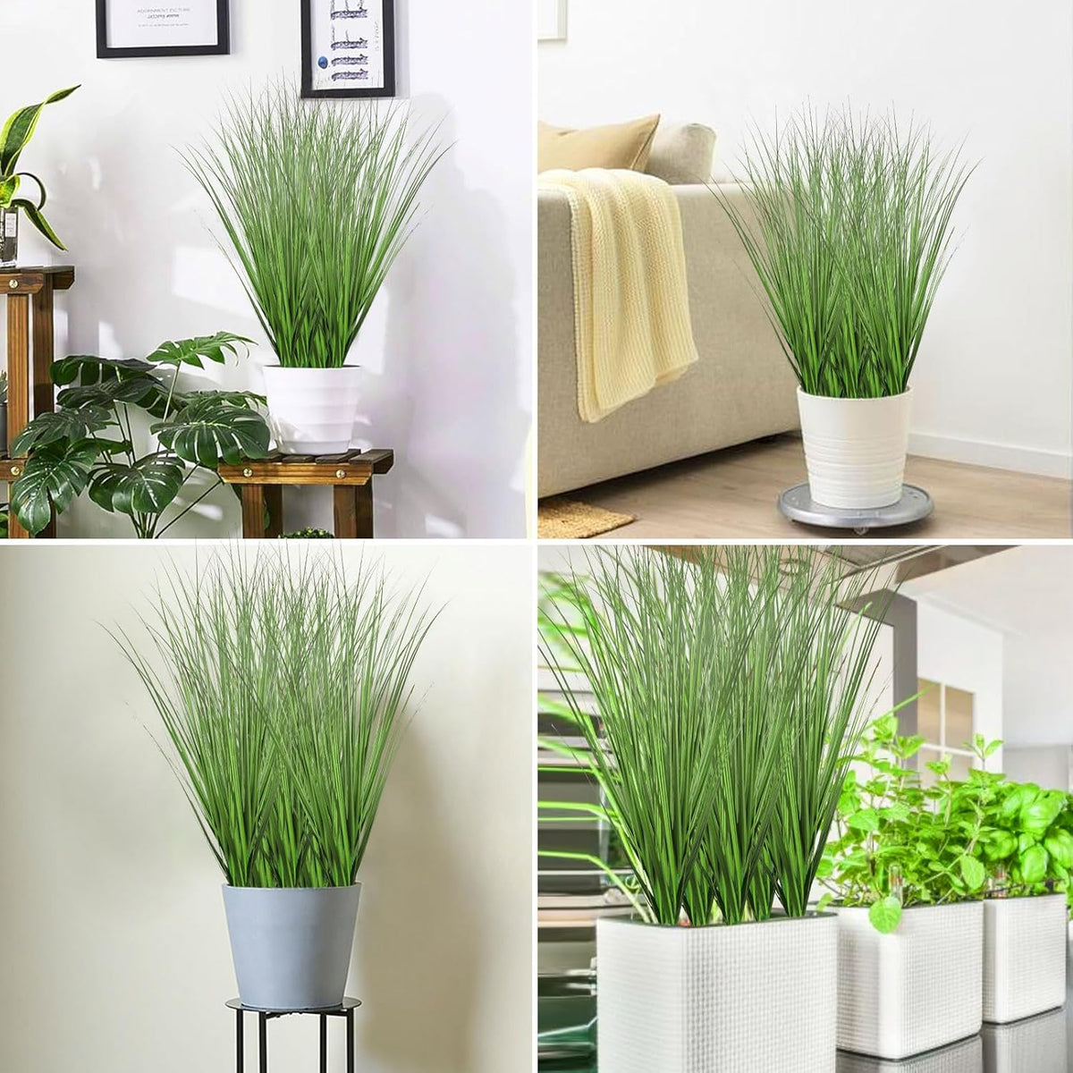 12pcs Artificial Grass Plants,19.68" Faux Shrubs Wheat Grass Greenery Stems Fake Plants for Indoor Outdoor Home Decoration