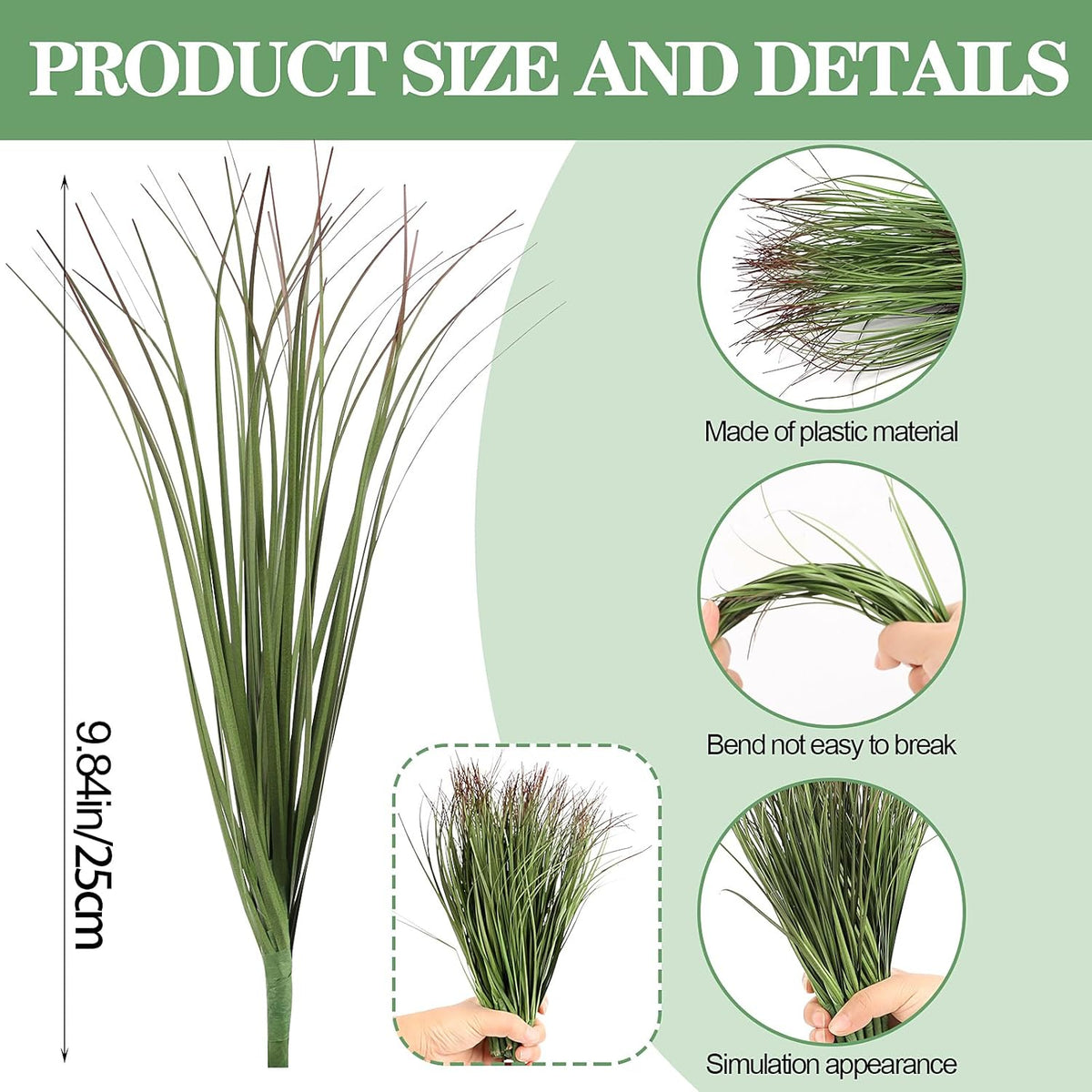 12pcs Artificial Grass Plants,19.68" Faux Shrubs Wheat Grass Greenery Stems Fake Plants for Indoor Outdoor Home Decoration