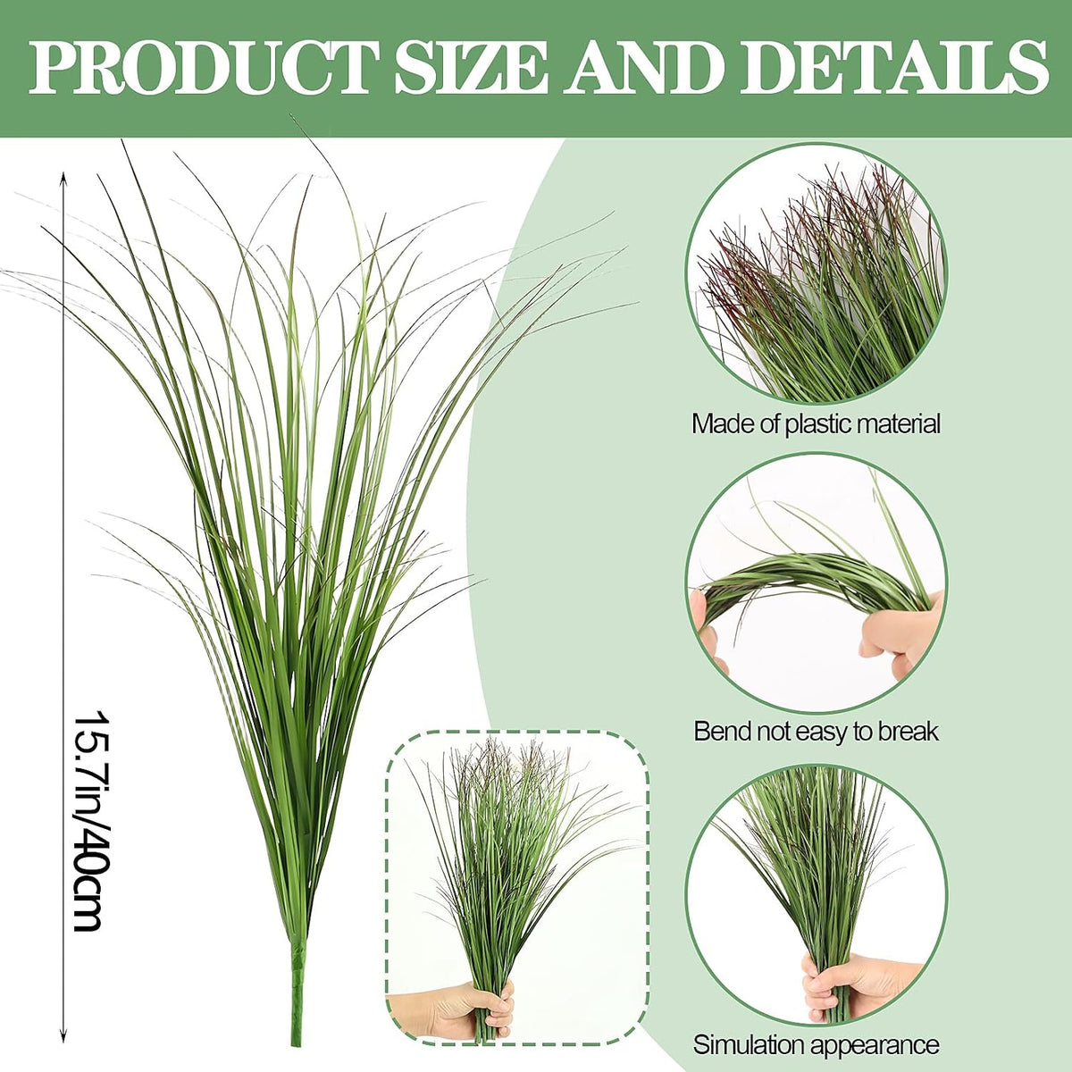 12pcs Artificial Grass Plants,19.68" Faux Shrubs Wheat Grass Greenery Stems Fake Plants for Indoor Outdoor Home Decoration