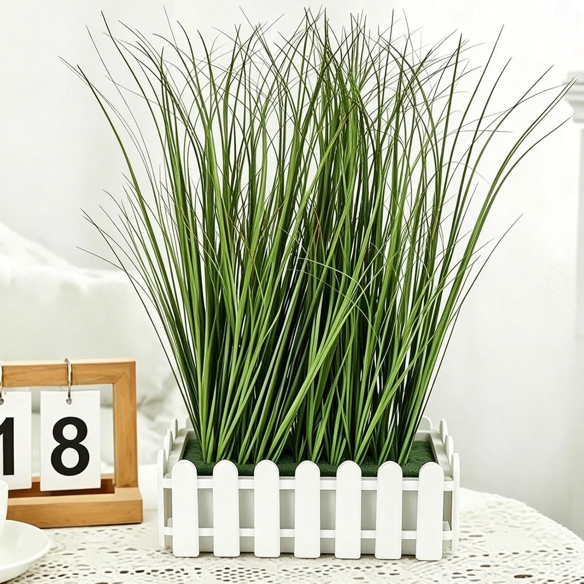 12pcs Artificial Grass Plants,19.68" Faux Shrubs Wheat Grass Greenery Stems Fake Plants for Indoor Outdoor Home Decoration