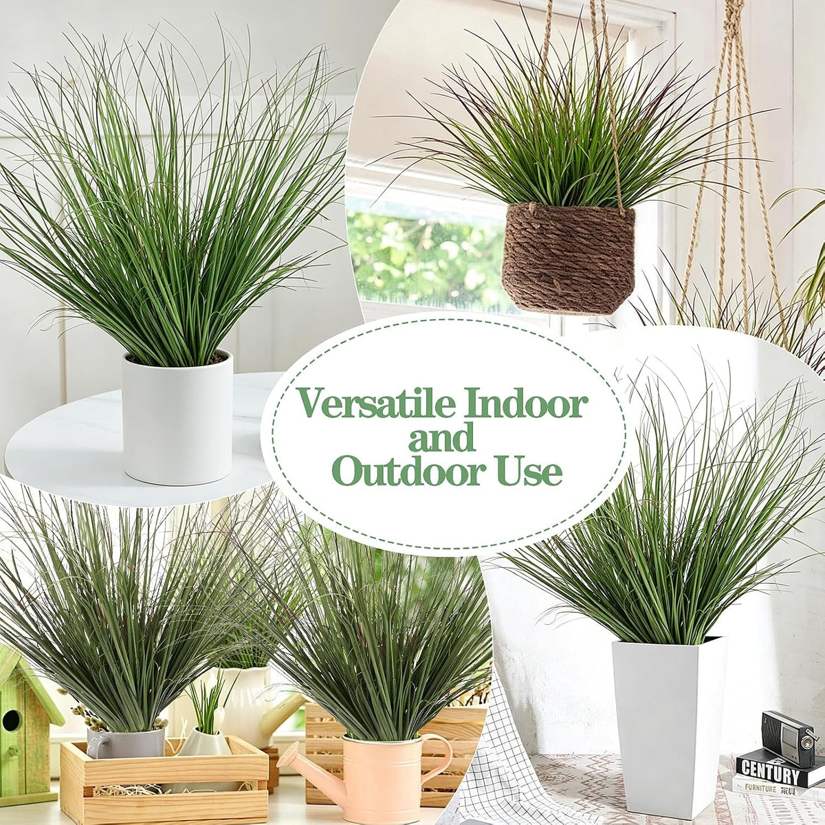 12pcs Artificial Grass Plants,19.68" Faux Shrubs Wheat Grass Greenery Stems Fake Plants for Indoor Outdoor Home Decoration