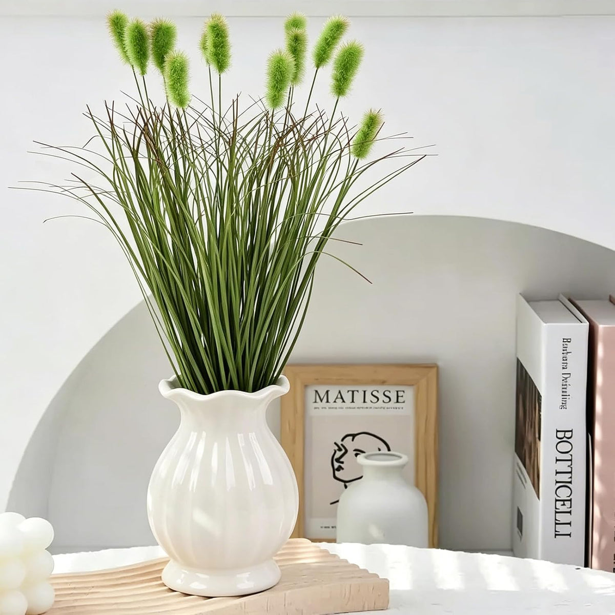 12pcs Artificial Grass Plants,19.68" Faux Shrubs Wheat Grass Greenery Stems Fake Plants for Indoor Outdoor Home Decoration