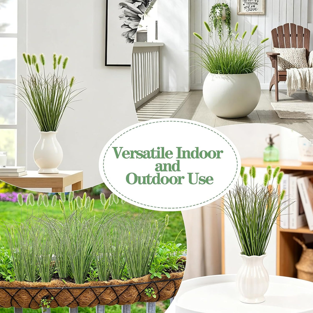 12pcs Artificial Grass Plants,19.68" Faux Shrubs Wheat Grass Greenery Stems Fake Plants for Indoor Outdoor Home Decoration