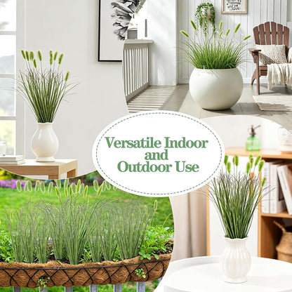 12pcs Artificial Grass Plants,19.68" Faux Shrubs Wheat Grass Greenery Stems Fake Plants for Indoor Outdoor Home Decoration