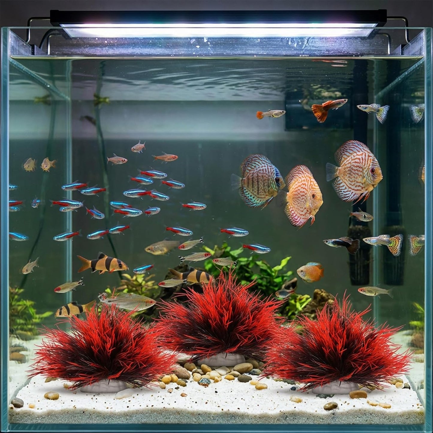 3 Pack Aquarium Plants Plastic Realistic Fish Tank Plants with Weighted Base Small Aquarium Grass Fish Tank Decorations (Green)