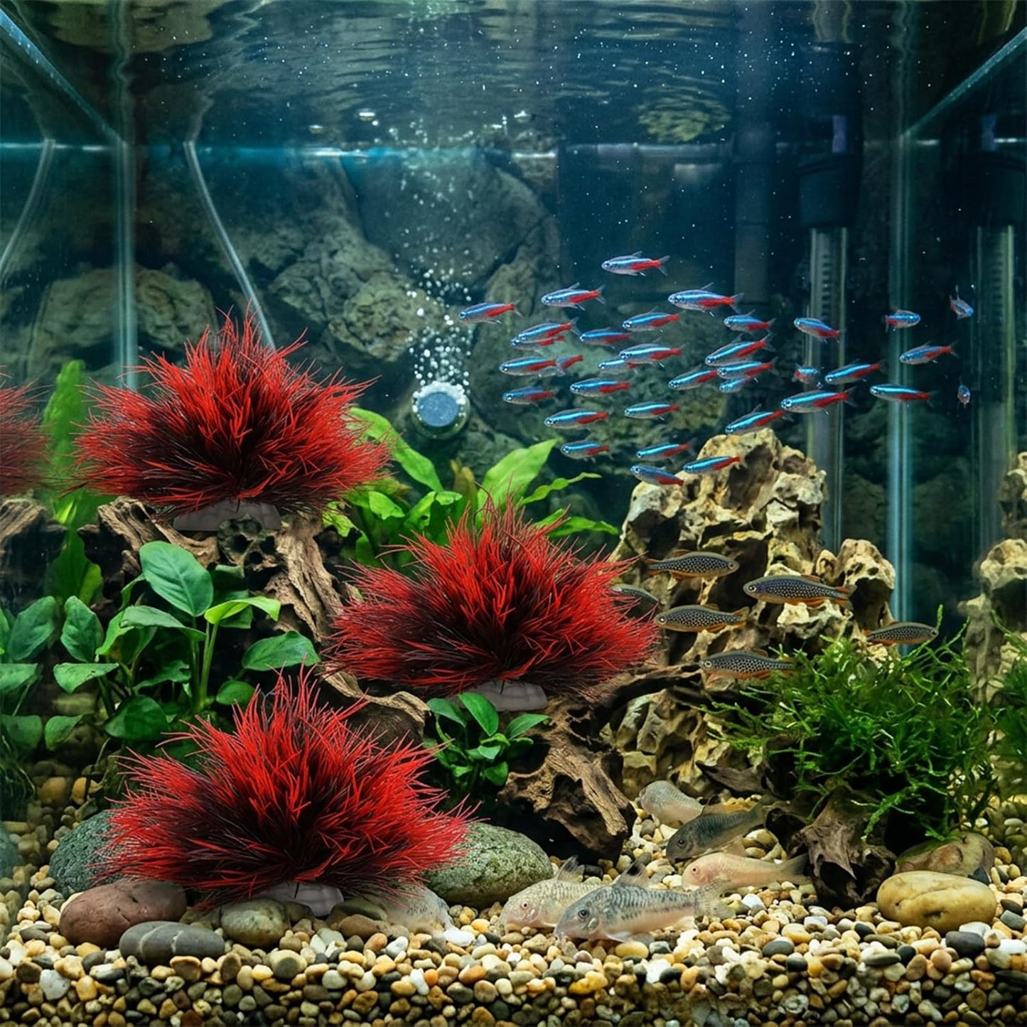 3 Pack Aquarium Plants Plastic Realistic Fish Tank Plants with Weighted Base Small Aquarium Grass Fish Tank Decorations (Green)