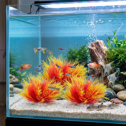 3 Pack Aquarium Plants Plastic Realistic Fish Tank Plants with Weighted Base Small Aquarium Grass Fish Tank Decorations (Green)