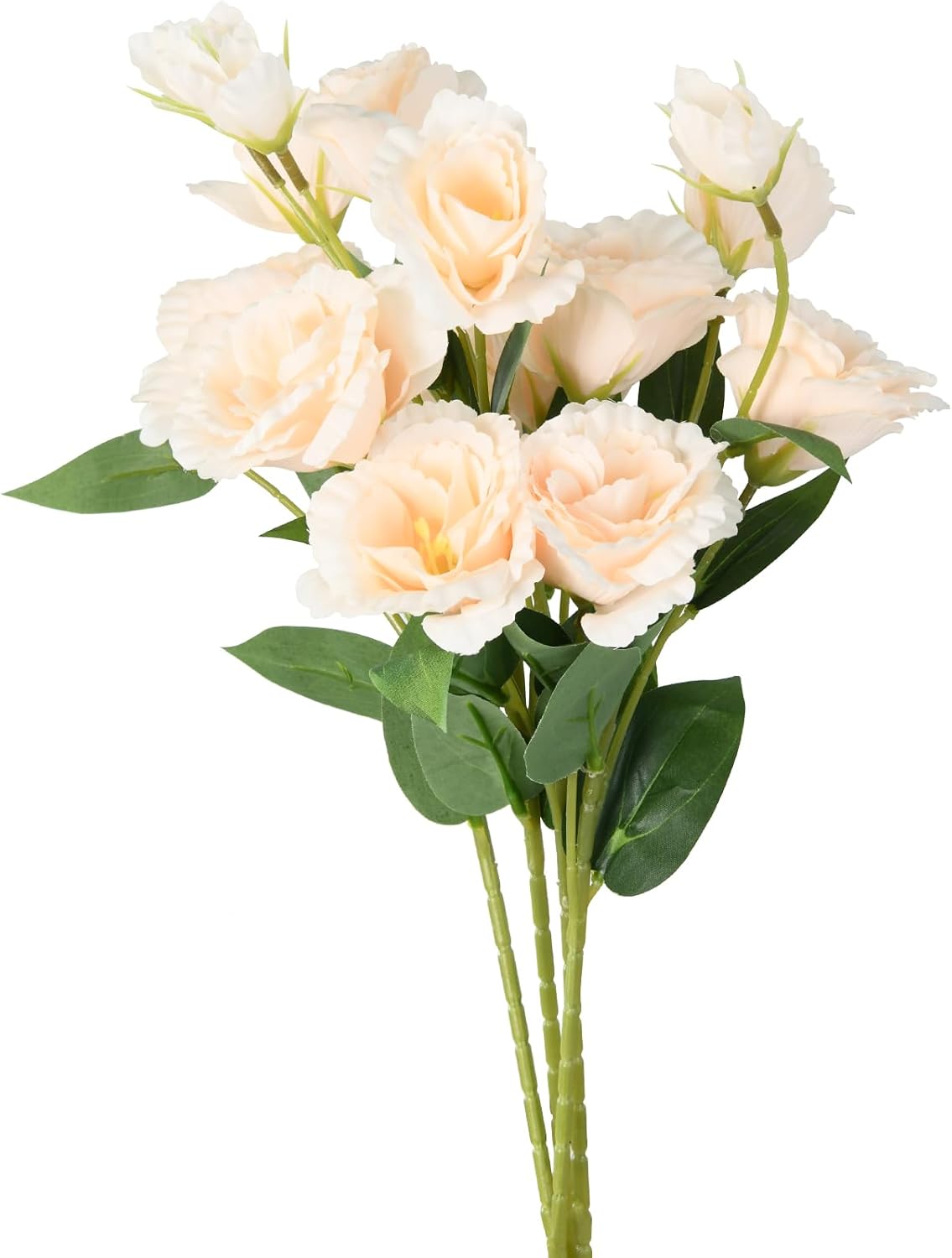5 Bundles Artificial Eustoma Flowers, Silk Lisianthus with 4 Heads per Stem (27.5") - Realistic Fake Flowers UV Resistant for DIY, Wedding Centerpieces, Home Decor, Outdoor Porch Planter (Champagne)