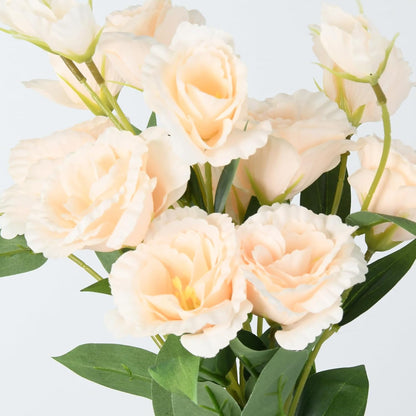 5 Bundles Artificial Eustoma Flowers, Silk Lisianthus with 4 Heads per Stem (27.5") - Realistic Fake Flowers UV Resistant for DIY, Wedding Centerpieces, Home Decor, Outdoor Porch Planter (Champagne)