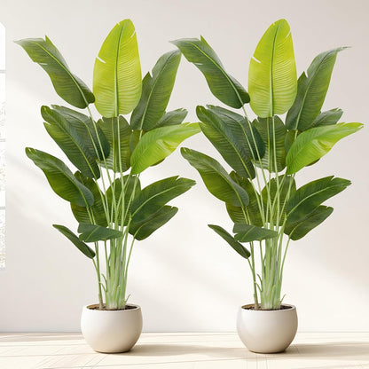 Lifelike Bird of Paradise Artificial Plant,6.6ft Faux Banana Leaf Tree with 15 Trunks - Perfect Indoor Silk Floor Plant for Home Decor in Living Room, Office, and Bedroom