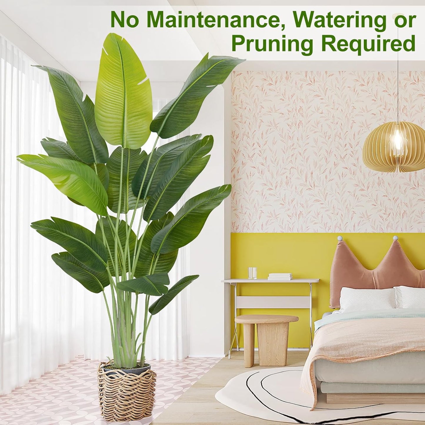 Lifelike Bird of Paradise Artificial Plant,6.6ft Faux Banana Leaf Tree with 15 Trunks - Perfect Indoor Silk Floor Plant for Home Decor in Living Room, Office, and Bedroom