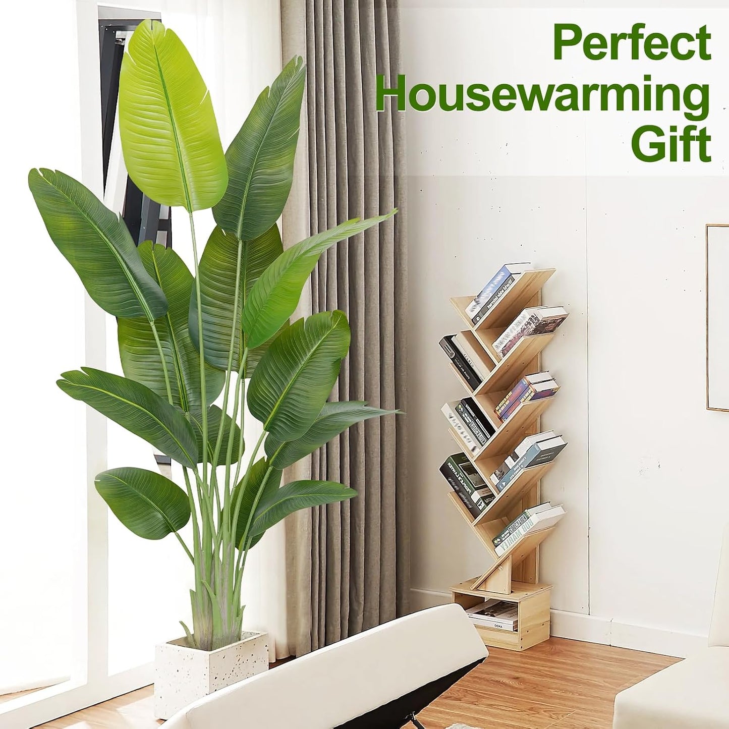 Lifelike Bird of Paradise Artificial Plant,6.6ft Faux Banana Leaf Tree with 15 Trunks - Perfect Indoor Silk Floor Plant for Home Decor in Living Room, Office, and Bedroom