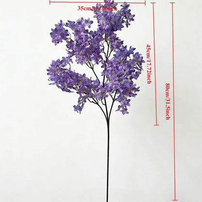 Simulated cross cherry blossoms, lilacs, 5 branches, 32 inches (Purple)