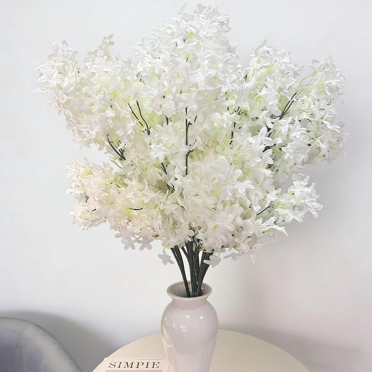 Simulated cross cherry blossoms, lilacs, 5 branches, 32 inches (Purple)