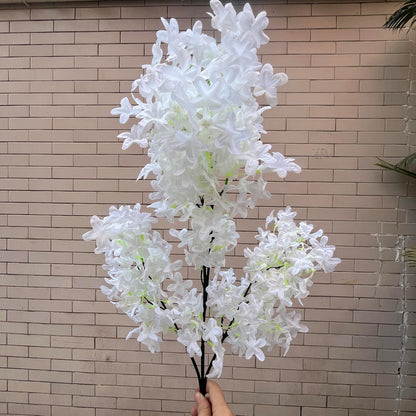 Simulated cross cherry blossoms, lilacs, 5 branches, 32 inches (Purple)
