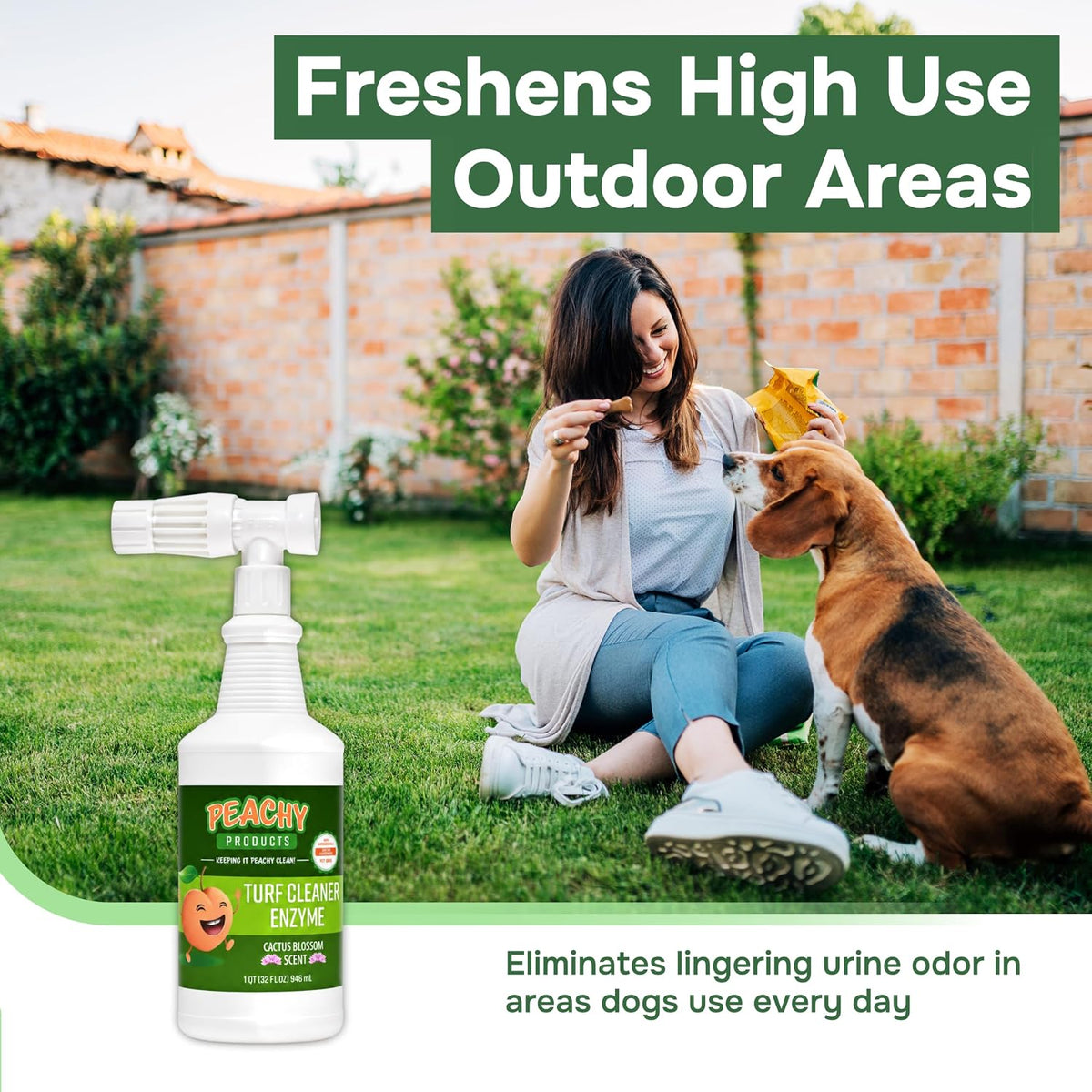 Turf Urine & Odor Eliminator Outdoor Enzyme Pet Odor Remover for Artificial Grass, Synthetic Turf, Concrete, Rocks, Dog Runs, Kennels, Patios and Backyard Pet Areas