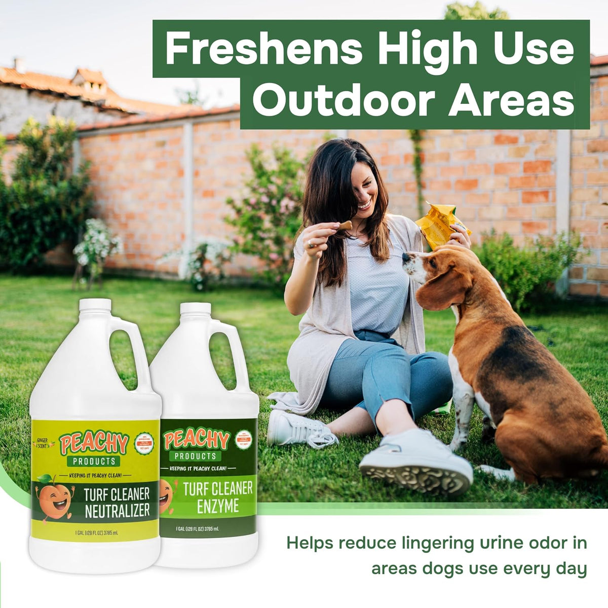 Turf Urine & Odor Eliminator Outdoor Enzyme Pet Odor Remover for Artificial Grass, Synthetic Turf, Concrete, Rocks, Dog Runs, Kennels, Patios and Backyard Pet Areas