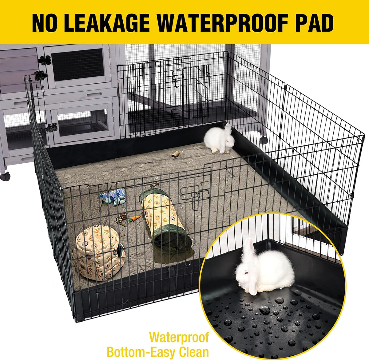 Rabbit Playpen Pet Pen Small Animal Cage with Waterproof Liner - Extension Playpen