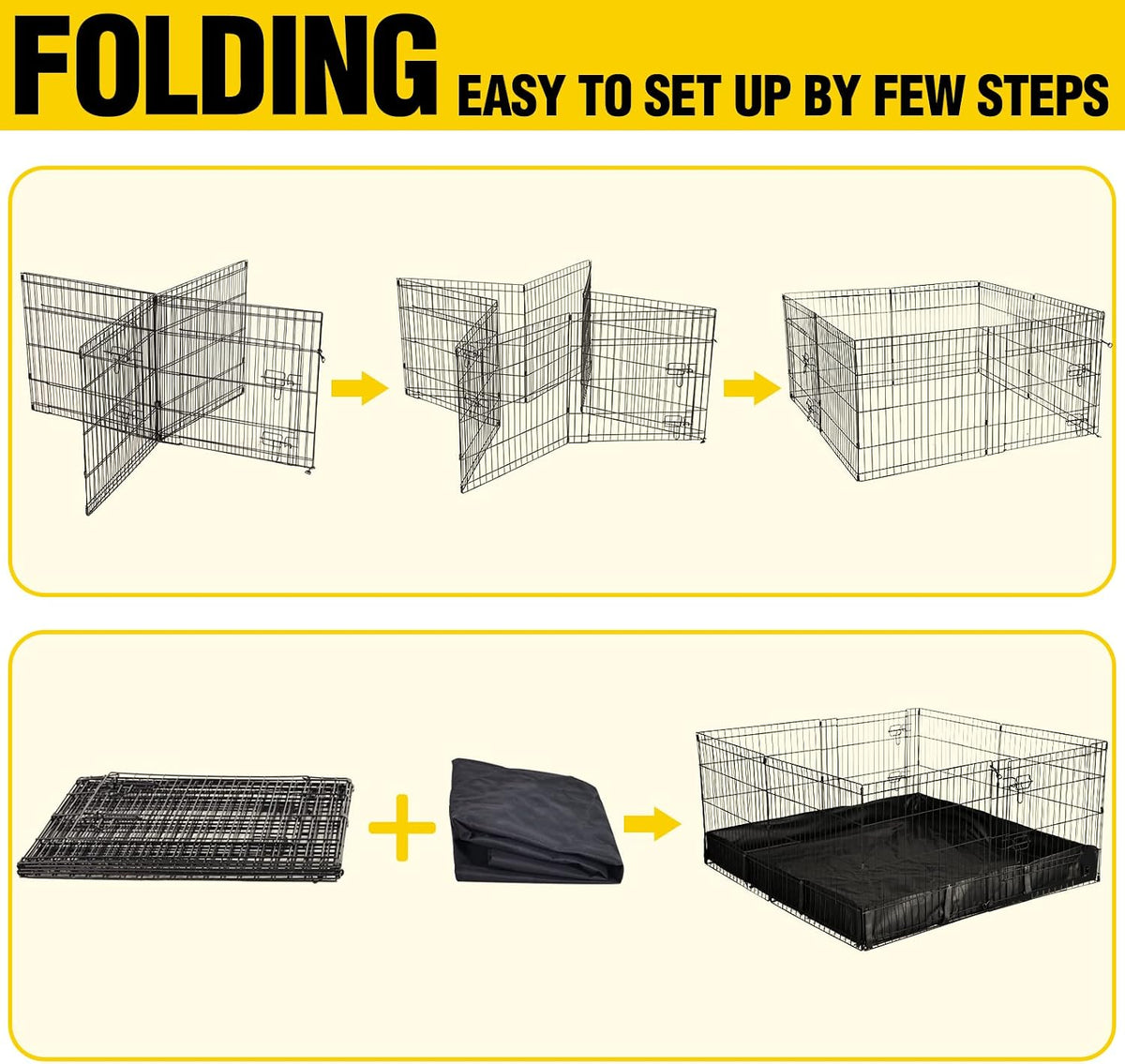 Rabbit Playpen Pet Pen Small Animal Cage with Waterproof Liner - Extension Playpen