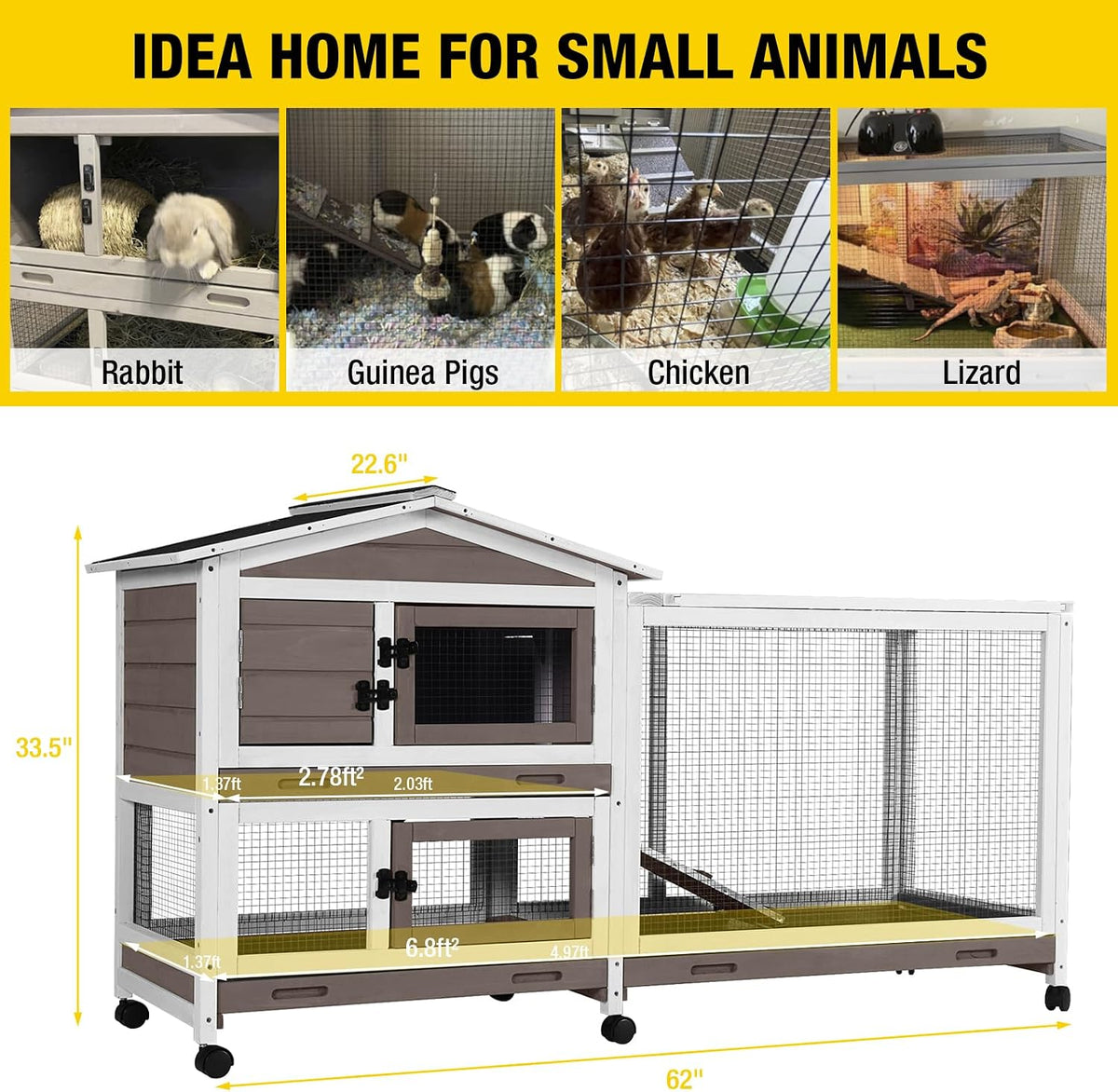 Rabbit Playpen Pet Pen Small Animal Cage with Waterproof Liner - Extension Playpen