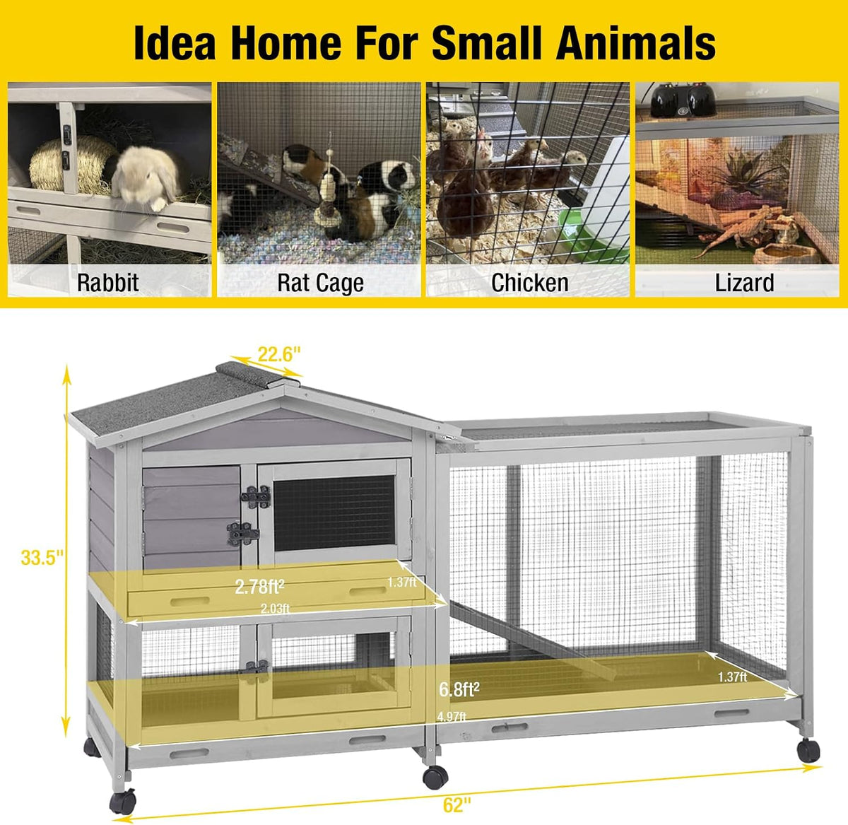 Rabbit Playpen Pet Pen Small Animal Cage with Waterproof Liner - Extension Playpen