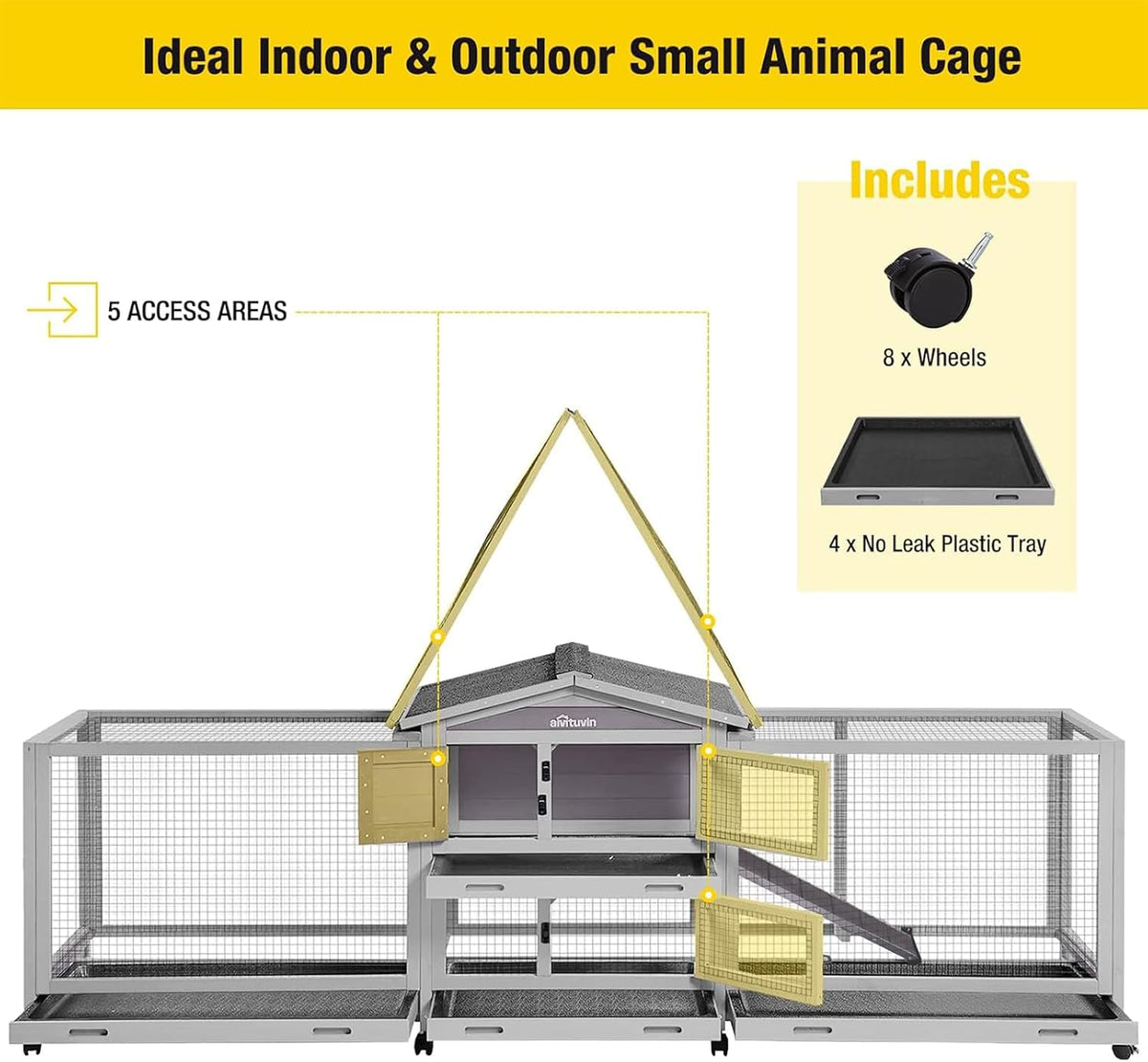 Rabbit Playpen Pet Pen Small Animal Cage with Waterproof Liner - Extension Playpen
