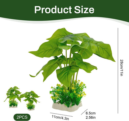 Silk Aquarium Plants 2-Pack 10.2 Inch Tall – Soft Realistic Artificial Silk Plants for Fish Tank, Safe Habitat Decor for All Fish Species
