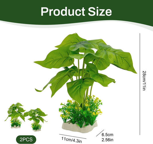 Silk Aquarium Plants 2-Pack 10.2 Inch Tall – Soft Realistic Artificial Silk Plants for Fish Tank, Safe Habitat Decor for All Fish Species