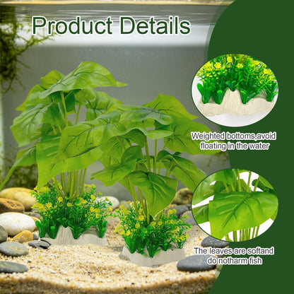 Silk Aquarium Plants 2-Pack 10.2 Inch Tall – Soft Realistic Artificial Silk Plants for Fish Tank, Safe Habitat Decor for All Fish Species