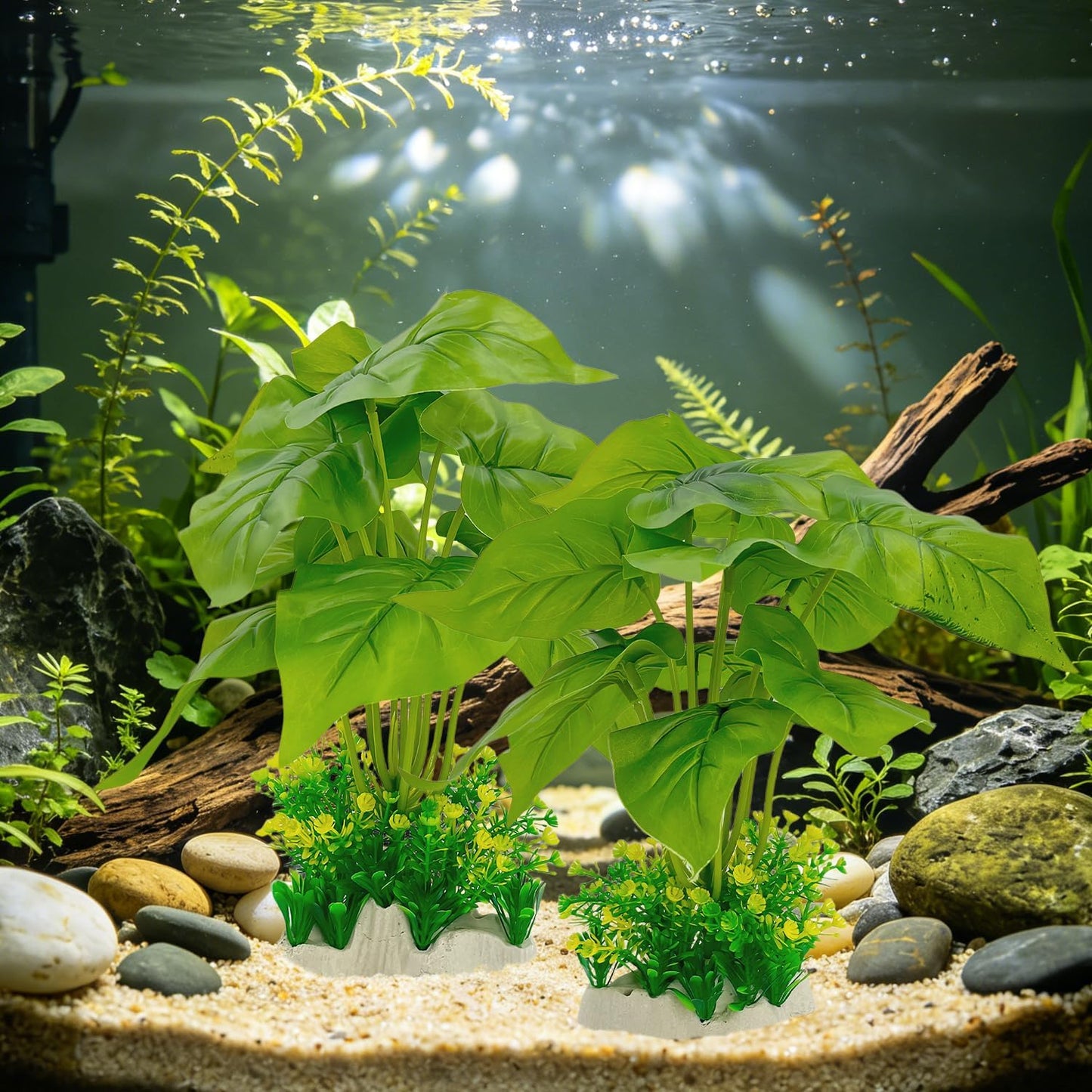 Silk Aquarium Plants 2-Pack 10.2 Inch Tall – Soft Realistic Artificial Silk Plants for Fish Tank, Safe Habitat Decor for All Fish Species