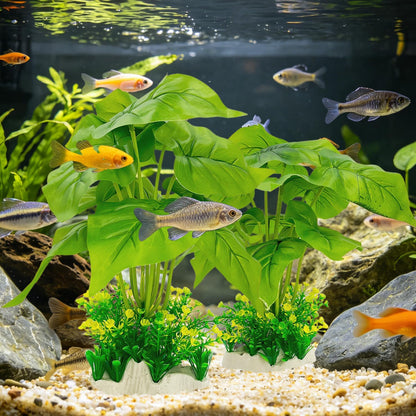 Silk Aquarium Plants 2-Pack 10.2 Inch Tall – Soft Realistic Artificial Silk Plants for Fish Tank, Safe Habitat Decor for All Fish Species