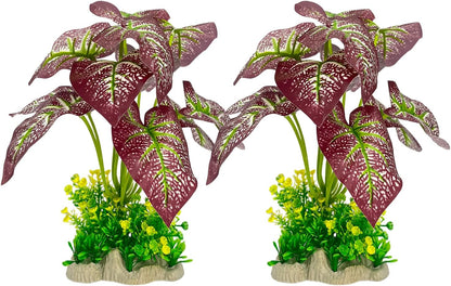 Silk Aquarium Plants 2-Pack 10.2 Inch Tall – Soft Realistic Artificial Silk Plants for Fish Tank, Safe Habitat Decor for All Fish Species