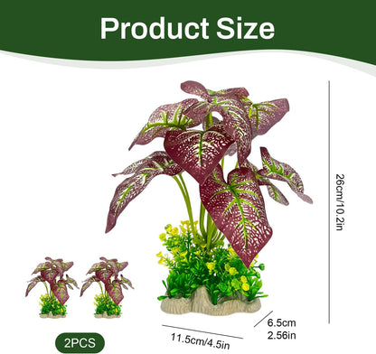 Silk Aquarium Plants 2-Pack 10.2 Inch Tall – Soft Realistic Artificial Silk Plants for Fish Tank, Safe Habitat Decor for All Fish Species
