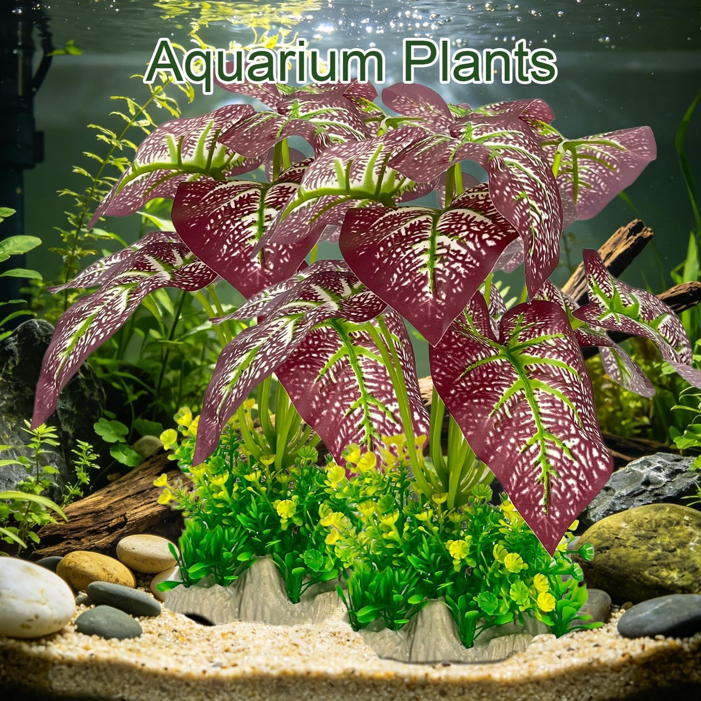 Silk Aquarium Plants 2-Pack 10.2 Inch Tall – Soft Realistic Artificial Silk Plants for Fish Tank, Safe Habitat Decor for All Fish Species