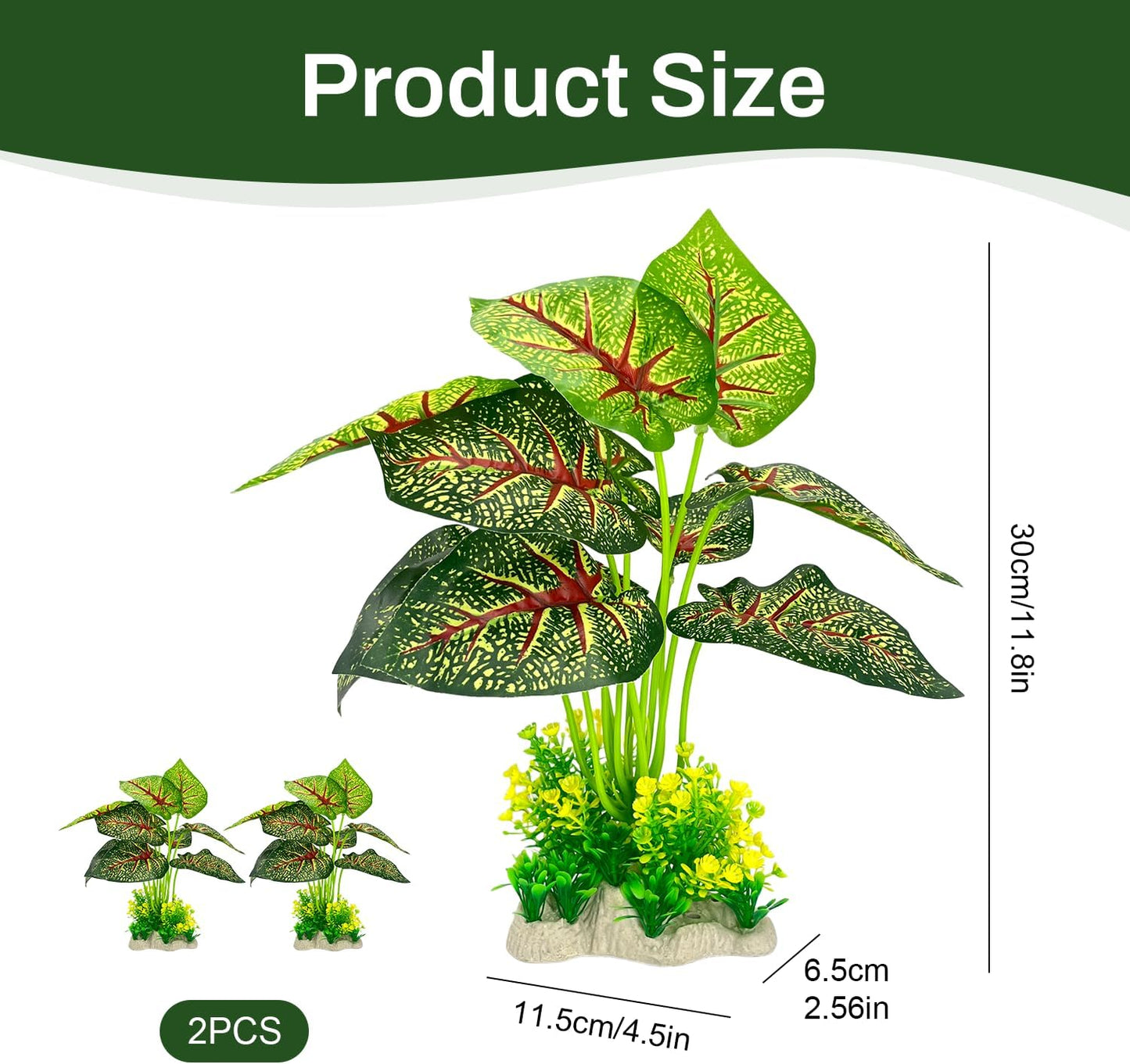 Silk Aquarium Plants 2-Pack 10.2 Inch Tall – Soft Realistic Artificial Silk Plants for Fish Tank, Safe Habitat Decor for All Fish Species