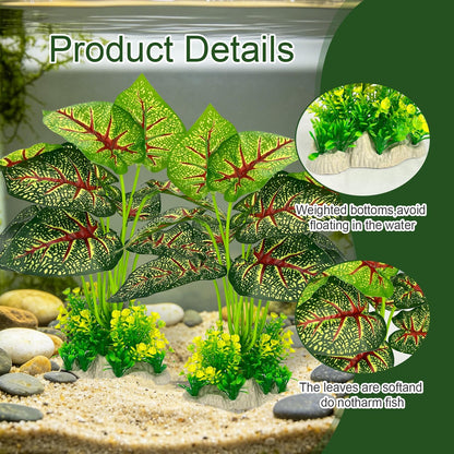Silk Aquarium Plants 2-Pack 10.2 Inch Tall – Soft Realistic Artificial Silk Plants for Fish Tank, Safe Habitat Decor for All Fish Species