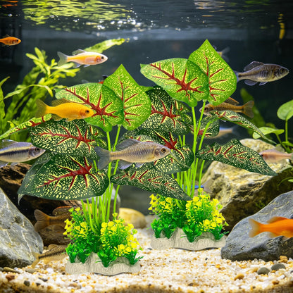 Silk Aquarium Plants 2-Pack 10.2 Inch Tall – Soft Realistic Artificial Silk Plants for Fish Tank, Safe Habitat Decor for All Fish Species