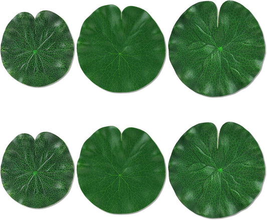 6 Pcs Artificial Lily Pads for Ponds, 3 Sizes Realistic Floating Fake Lily Pads, Artificial Lotus Leaves Plants for Pool, Aquarium, Fountain, Garden Decoration