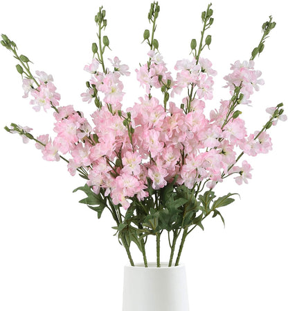 Light Pink Delphinium Artificial Flowers 5 PCS, 38.5" Tall Flowers for Floor Vase Pink Silk Flowers Realistic Artificial Snapdragon for Wedding Home Party Centerpiece for Table