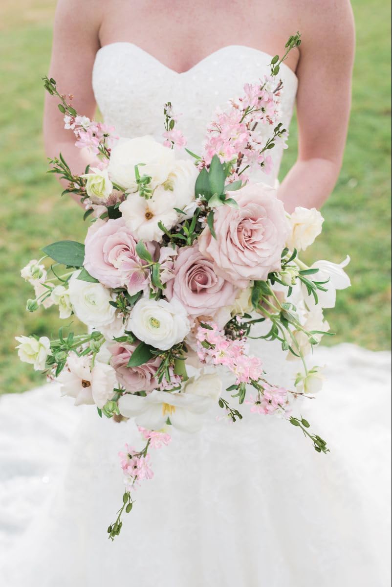 Light Pink Delphinium Artificial Flowers 5 PCS, 38.5" Tall Flowers for Floor Vase Pink Silk Flowers Realistic Artificial Snapdragon for Wedding Home Party Centerpiece for Table