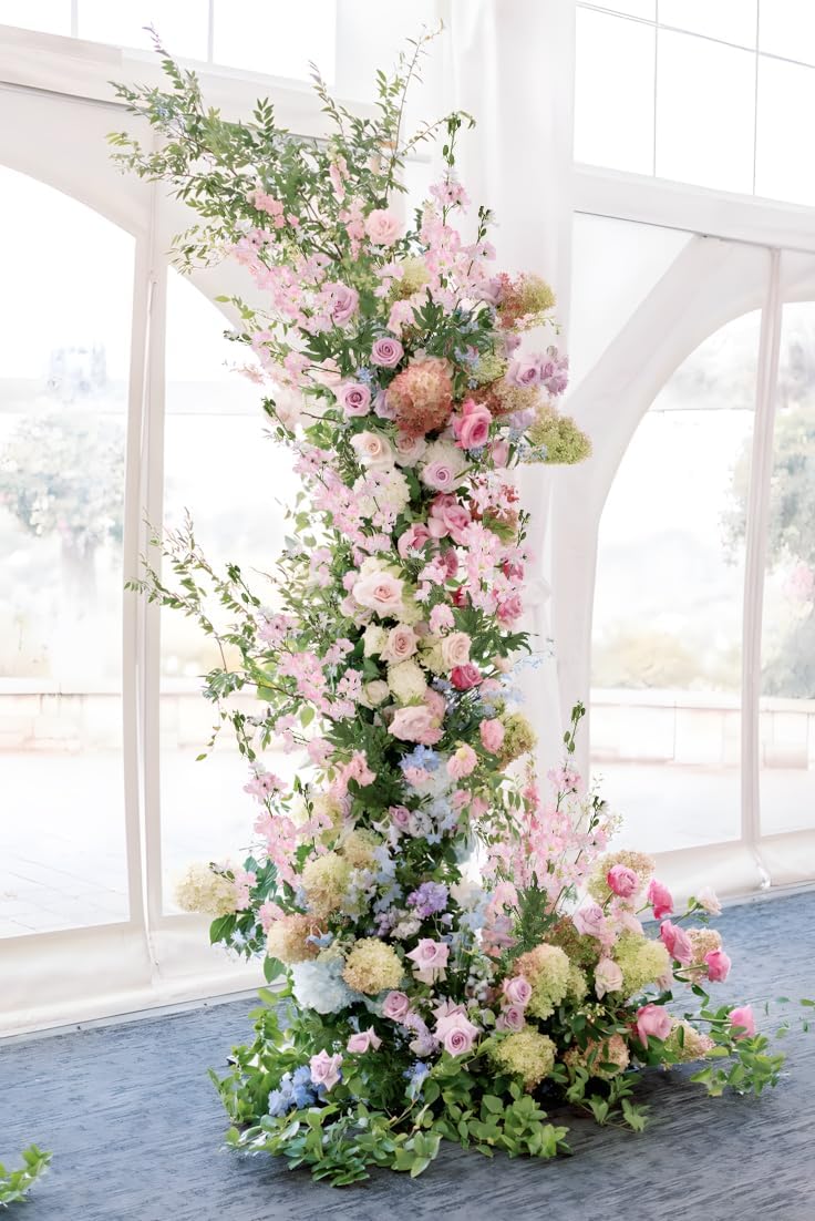 Light Pink Delphinium Artificial Flowers 5 PCS, 38.5" Tall Flowers for Floor Vase Pink Silk Flowers Realistic Artificial Snapdragon for Wedding Home Party Centerpiece for Table
