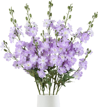 Light Pink Delphinium Artificial Flowers 5 PCS, 38.5" Tall Flowers for Floor Vase Pink Silk Flowers Realistic Artificial Snapdragon for Wedding Home Party Centerpiece for Table