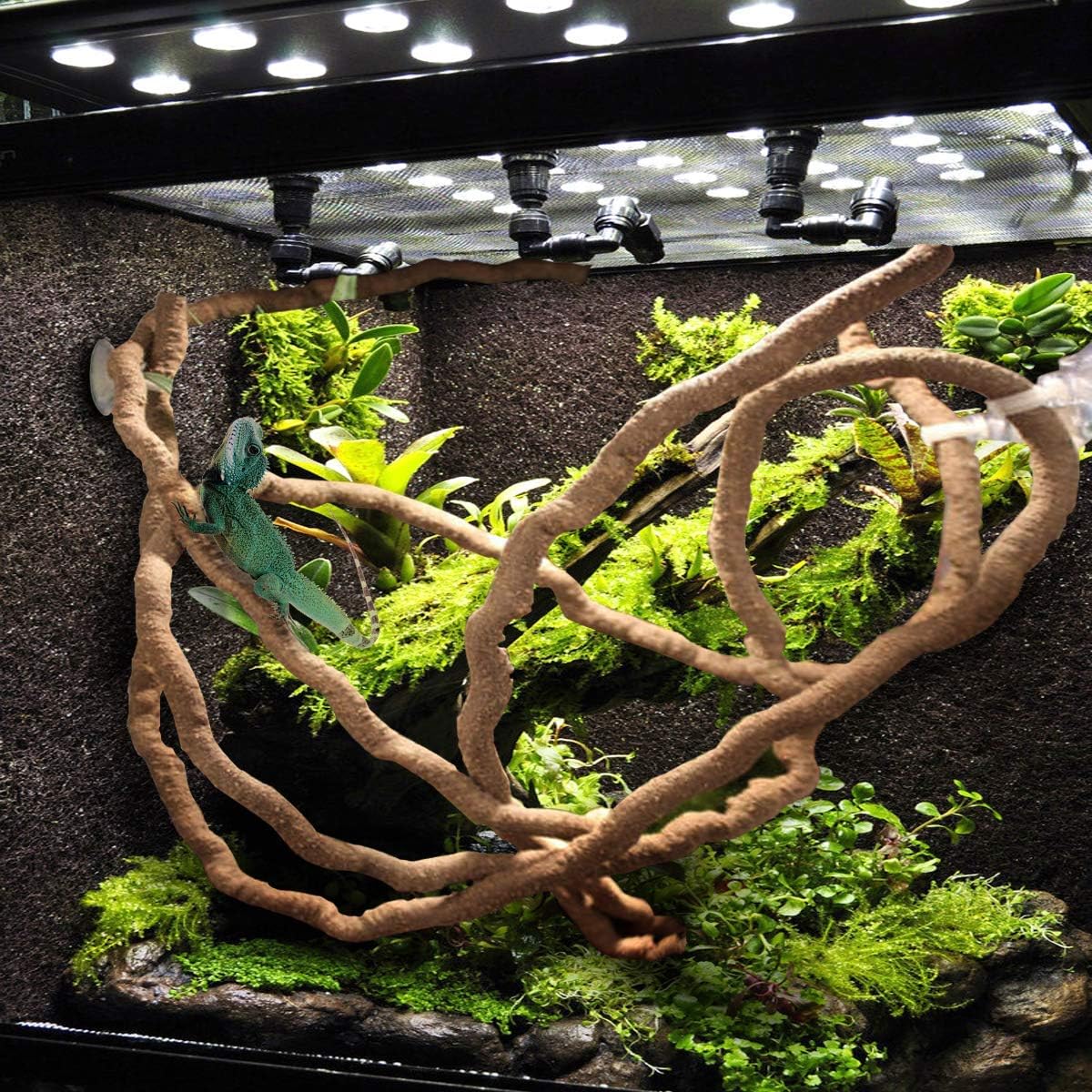 Reptile Plants Sets, Bearded Dragon Hammock, Terrarium Hanging Plant Vines Artificial Leaves, Reptile Habitat Climbing Decorations for Chameleons, Lizards, Geckos, Snakes